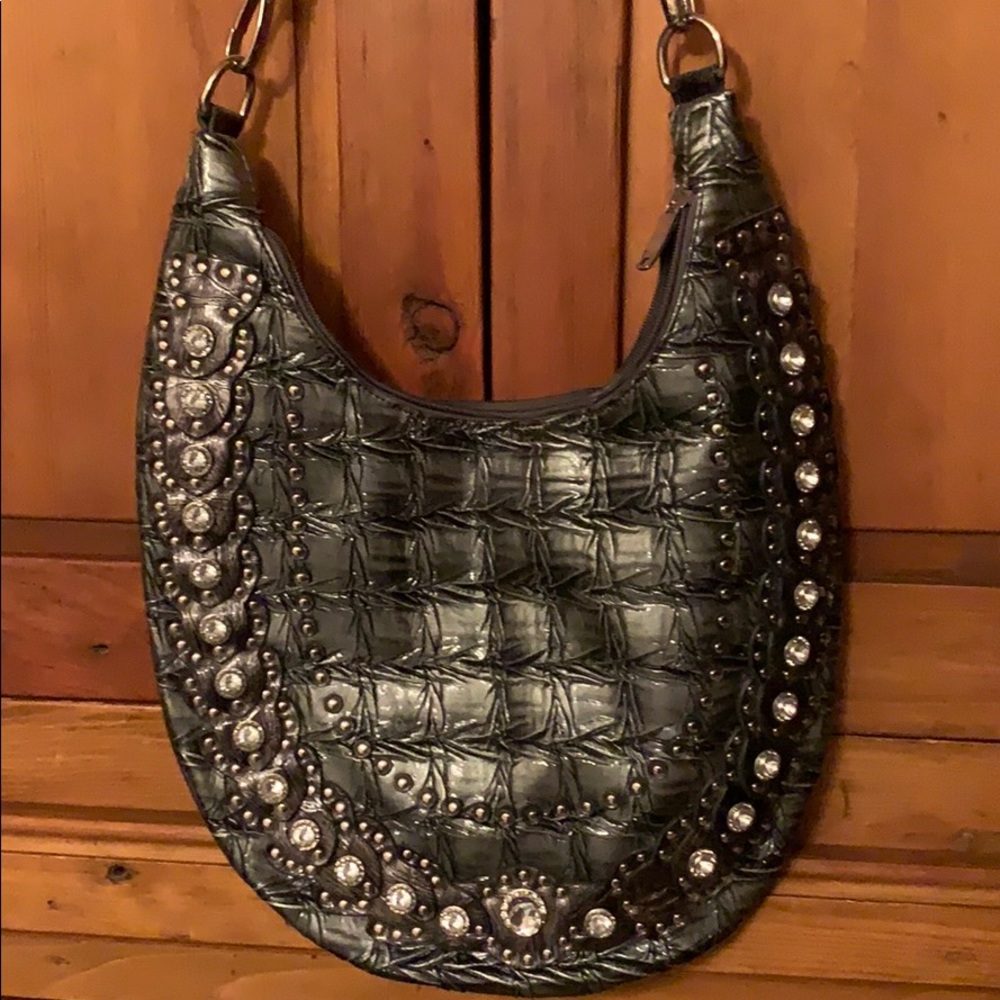 M.C. Faux gator hobo bag